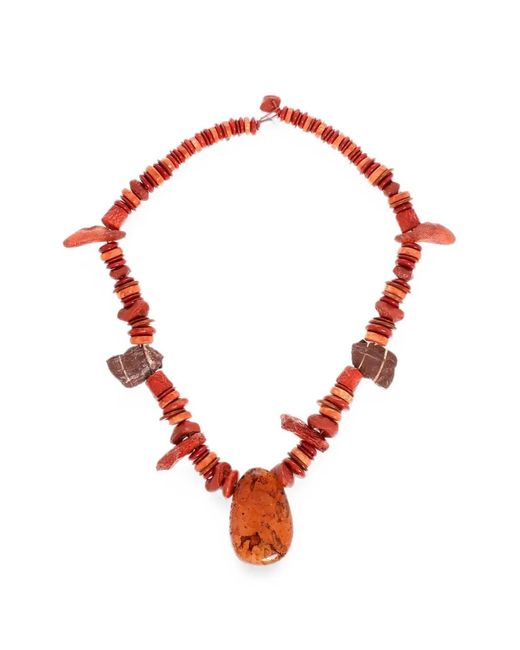DSquared² Red Hard Stone Pendant Necklace