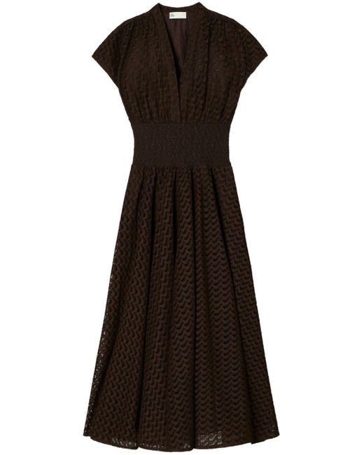 Tory Burch Midi-jurk Met Borduurwerk in het Black