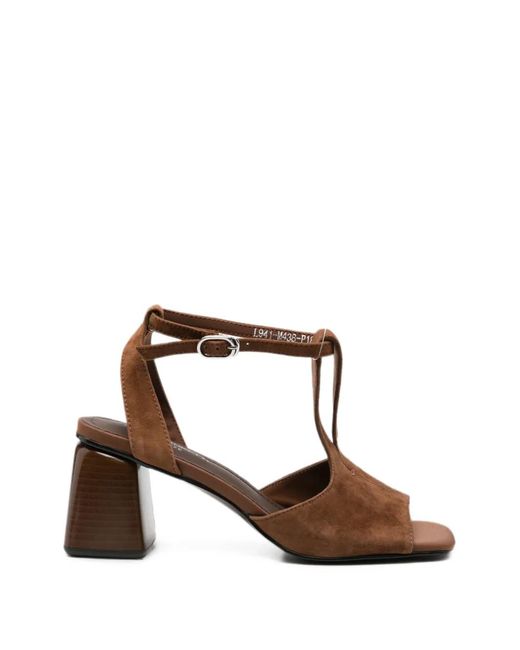 SERGIO MORETTI FIRENZE Brown Suede T-Bar Sandals