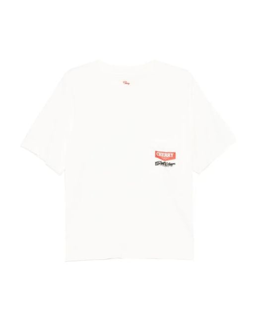 CHERRY LA Western T-Shirt Met Chevron Streep in het White voor heren