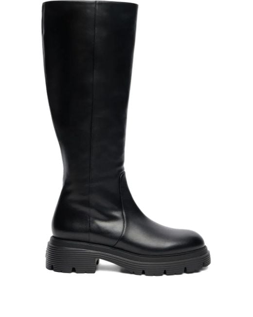 Stuart Weitzman Black 40Mm Hudson Lug Sole Lite Zip Boots