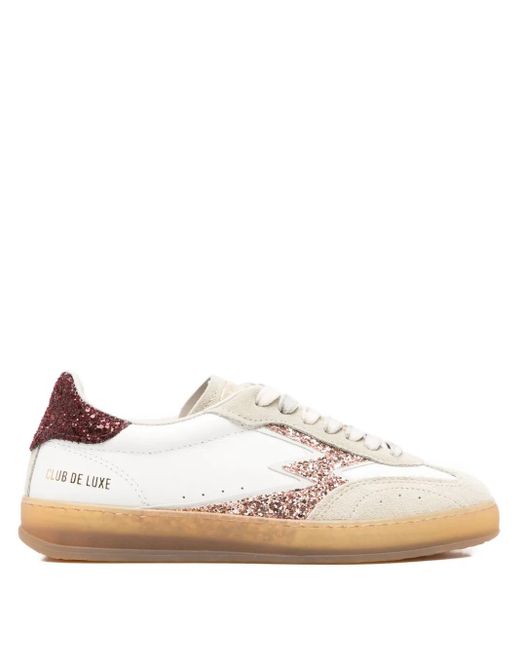 Moa Concept White Club Glitter-Detail Sneakers