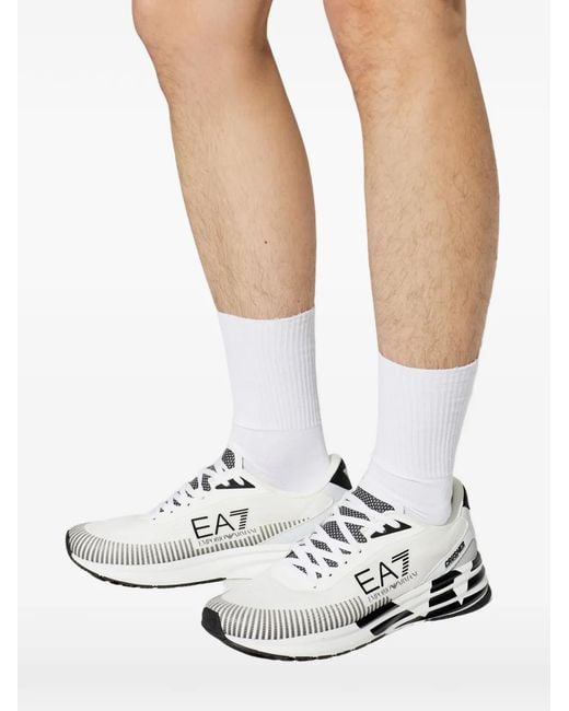 EA7 White Sports Shoes With A Logo for men