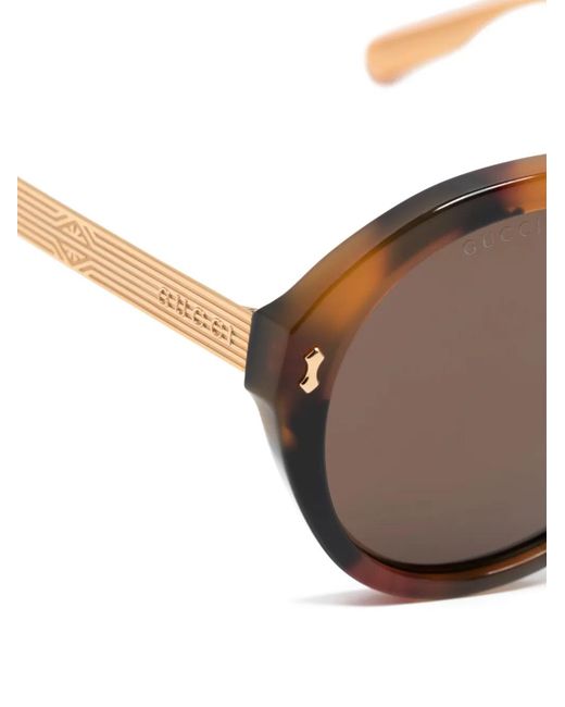 Gucci Brown Tortoiseshell Navigator-Frame Sunglasses for men