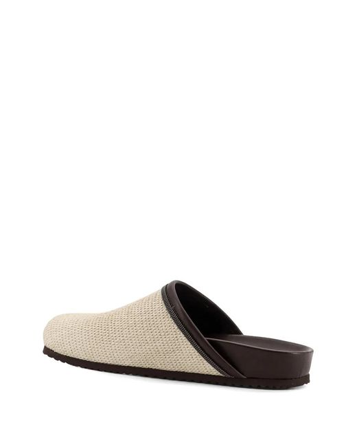 Brunello Cucinelli White Raffia Woven Mules