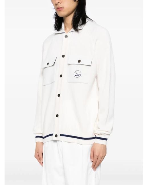 Kiton White Embroidered Logo Jacket for men