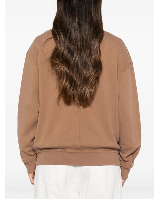 Isabel Marant Brown Stephy Logo-Embroidered Patch-Pocket Cardigan