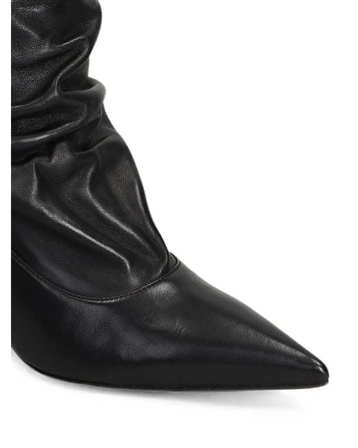 The Seller Black Ruched Pointed-Toe Leather Boots