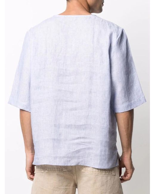 Dell'Oglio White Short-Sleeve Linen T-Shirt for men