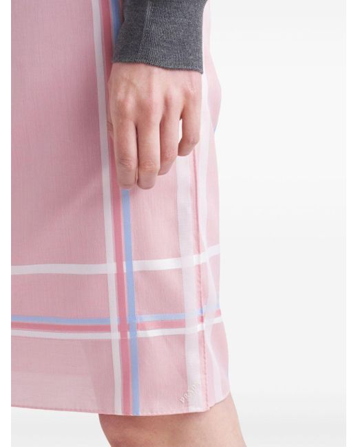 Prada Geruite Katoenen Mini-rok in het Pink