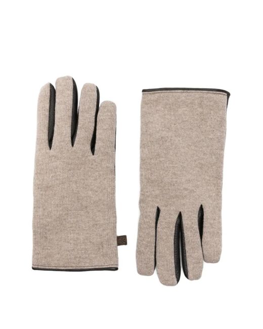 Jacob Cohen Natural Leather Paneled Gloves