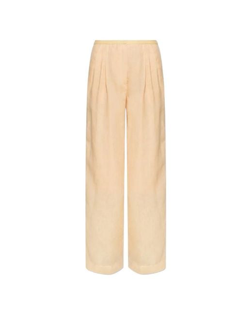 Forte_forte White Pleated-Detail Linen Trousers