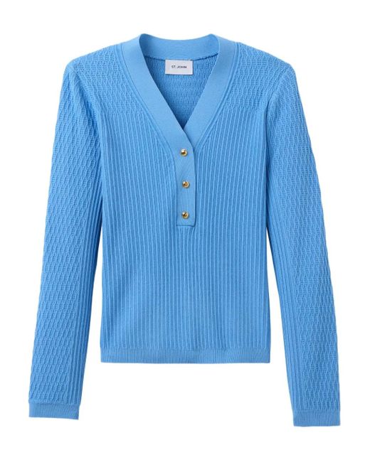 St. John リブニット Tシャツ Blue