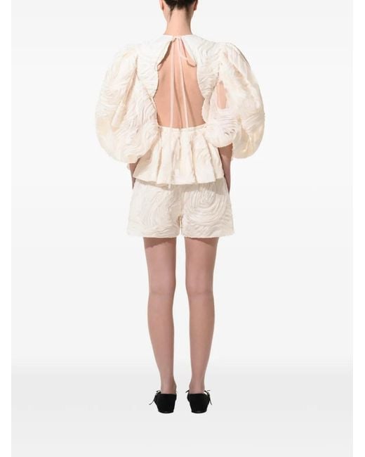 Anouki White Ensemble Short-Haut À Manches Bouffantes