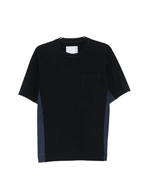 Sacai Black Chest-Pocket T-Shirt for men