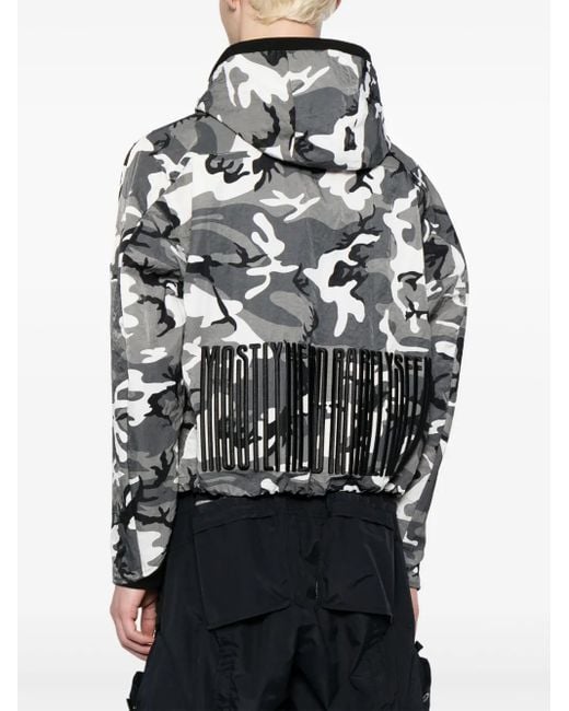 Mostly Heard Rarely Seen Gray Camouflage-Print Logo-Embroidered Jacket for men