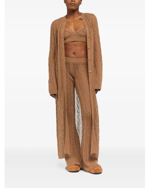 Alanui Brown Desert Drift Cable-Knit Top