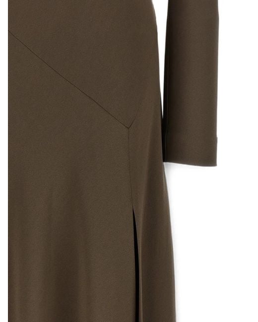 Alberta Ferretti Natural One-Shoulder Asymmetrical Dress