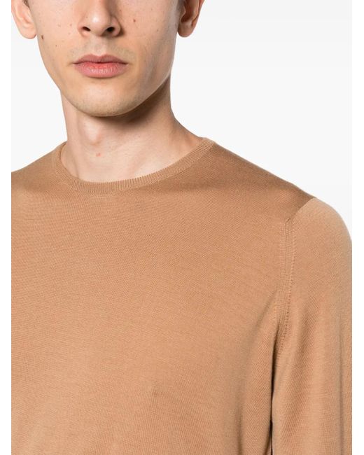 John Smedley Brown Marcus Virgin Wool Jumper for men