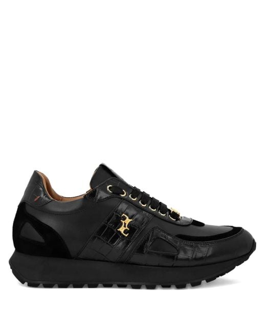 Billionaire Black Crocodile-Embossed Leather Sneakers for men