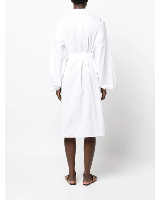 P.A.R.O.S.H. White Classic Cotton Midi Dress