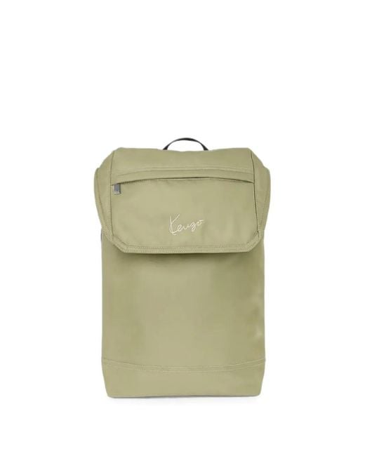 KENZO Green Logo-Embroidered Backpack for men