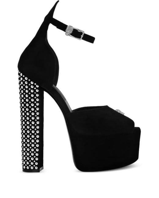 Philipp Plein Black Skull-Stud Platform Sandals