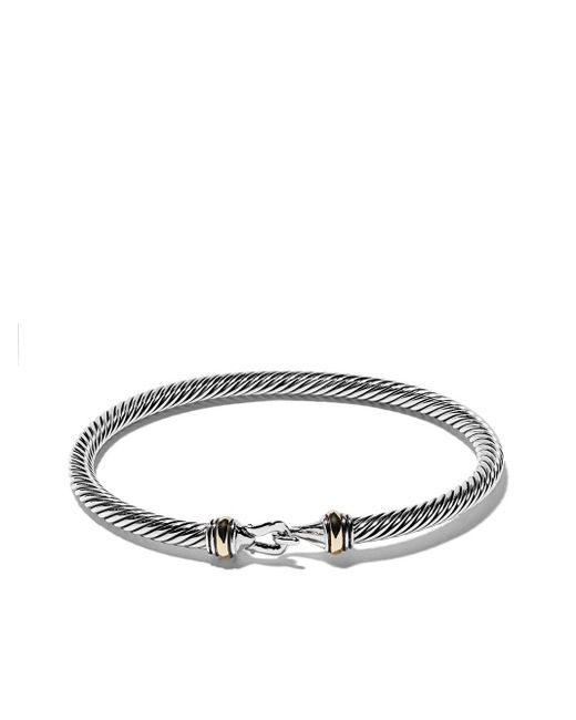 David Yurman White Sterling Silver And 18kt Yellow Gold Cable Bracelet