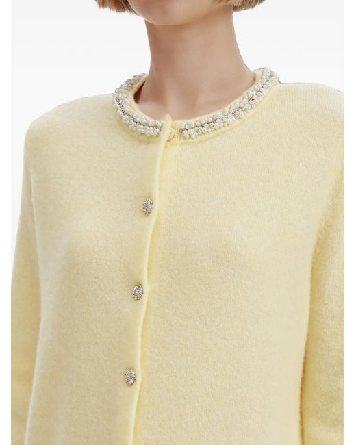 B+ AB White Faux-Pearl Embellished Cardigan