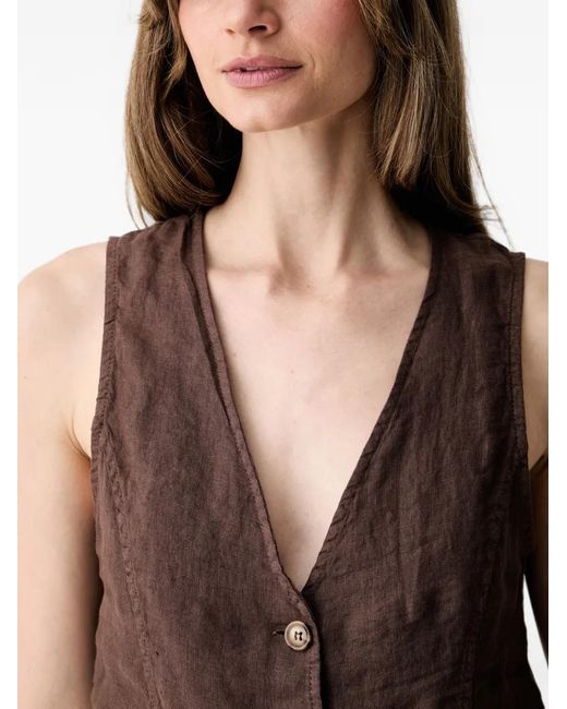 Haveone Brown Button-Up Waistcoat
