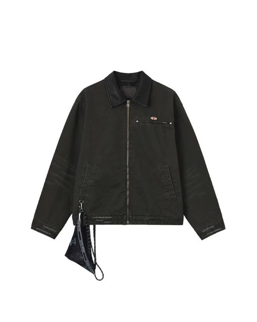 Musium Div. Black Logo-Patch Zip-Up Jacket for men