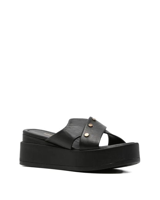 SERGIO MORETTI FIRENZE Black Studded Crossover-Strap Mules