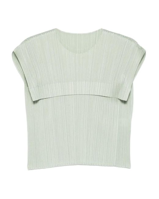 Haut Plissé À Col Rond Pleats Please Issey Miyake en coloris Green