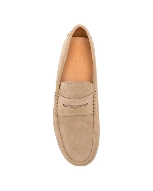 Tod's Natural Gommino Panelled Penny Suede Loafers for men