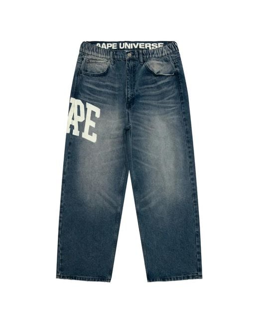 Aape By A Bathing Ape Blue Logo Jeans for men