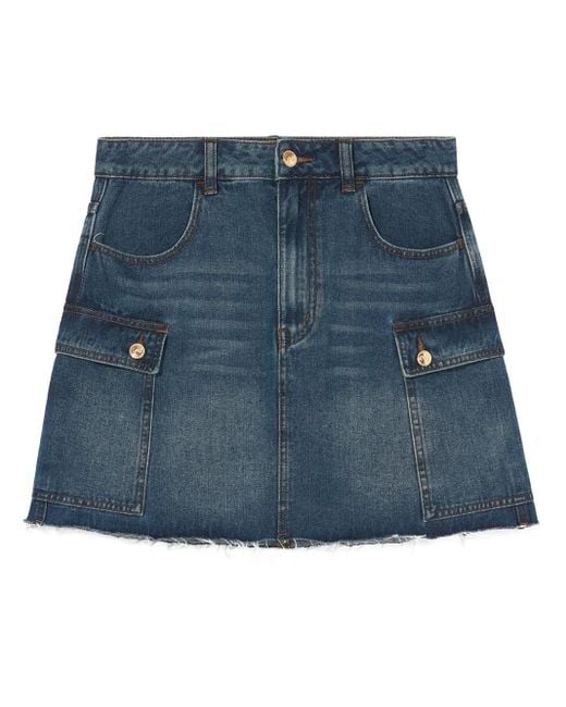 B+ AB Blue Denim Cargo Miniskirt