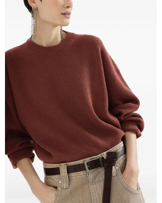 Brunello Cucinelli Red Sparkling Cashmere Sweater