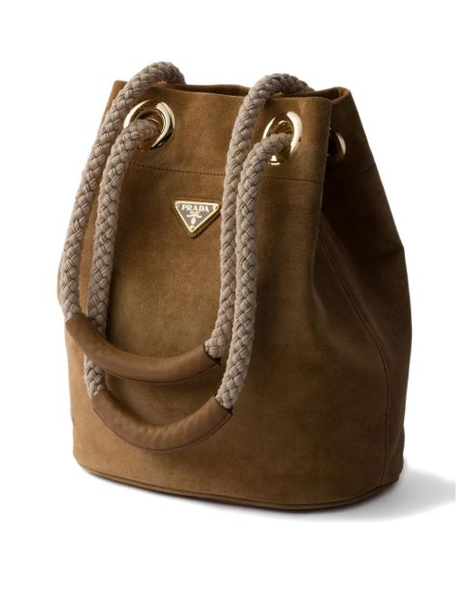 Prada Brown Medium Mariner Suede Bucket Bag