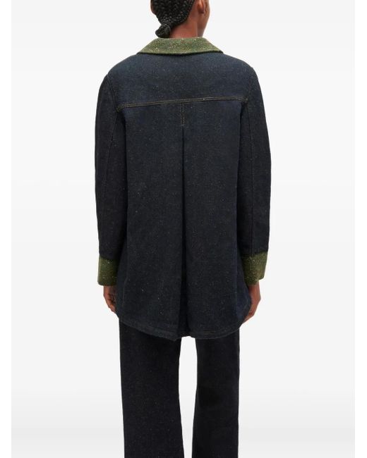 Ganni Blue Contrast Trim Oversized Blazer