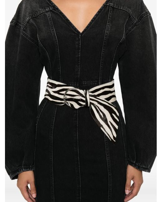 Haikure Black V-Neck Puff-Sleeve Midi Dress