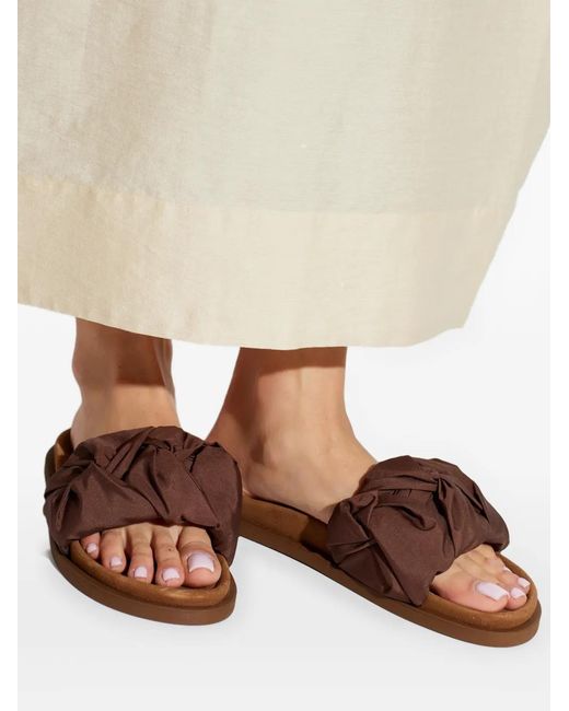 Inuikii Brown Ruched Flat Sandals