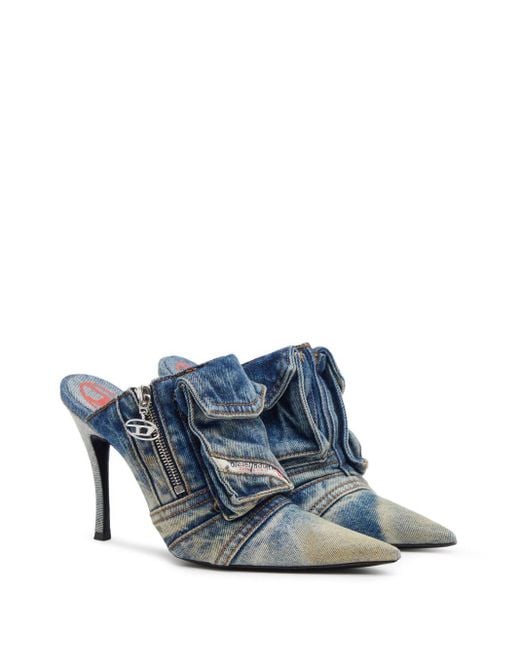 DIESEL Blue D-Venus Pocket 100Mm Denim Mules