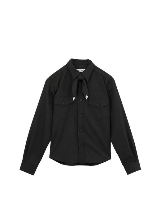 Toga Black Embellished Western-Style Shirt for men