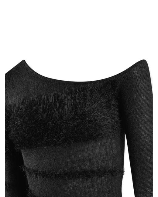 Manière De Voir オフショルダー ニットマキシドレス Black