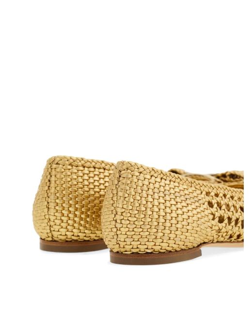 Ferragamo Metallic Ballerina Flat Shoes For