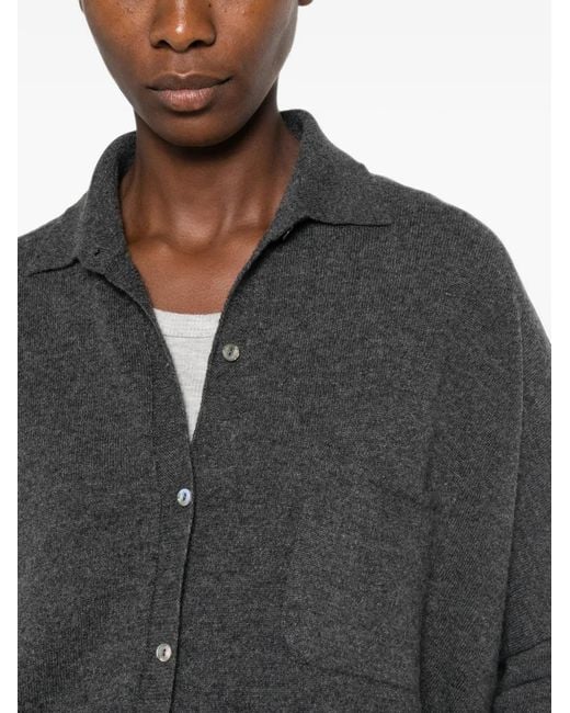 Whyci Gray Button-Up Chest-Pocket Cardigan