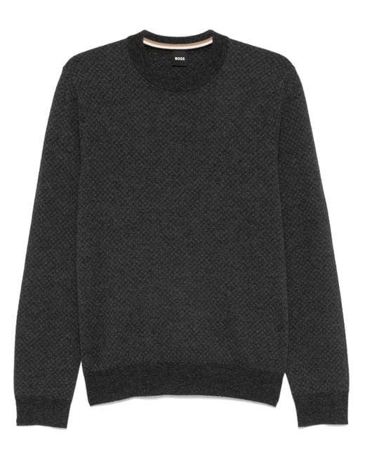 Boss Black Patterned-Jacquard Sweater for men