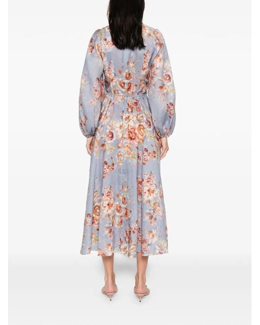 Zimmermann White Awaken Picnic Floral-Print Midi Dress