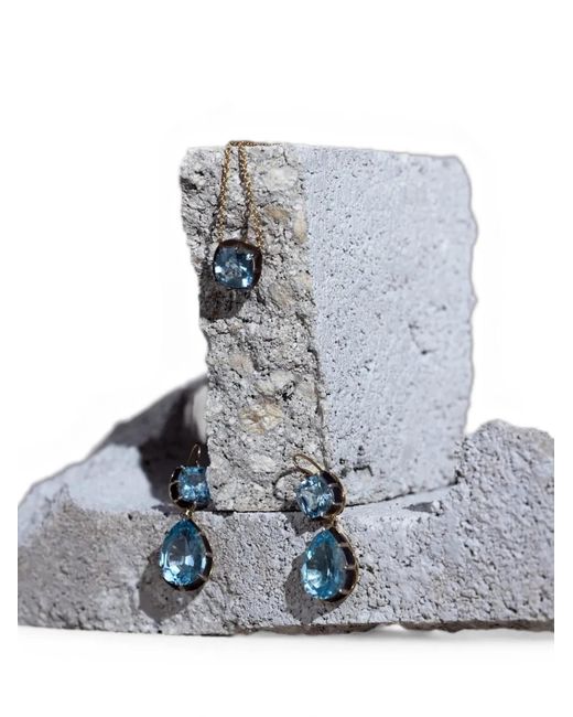 Fred Leighton Blue Topaz Collet Drop Earrings
