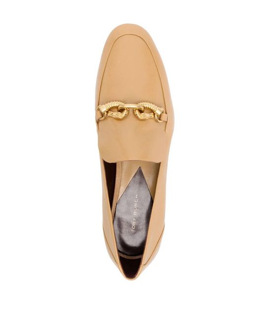 Tory Burch Natural Jessa Horse-Head Motif Leather Loafers